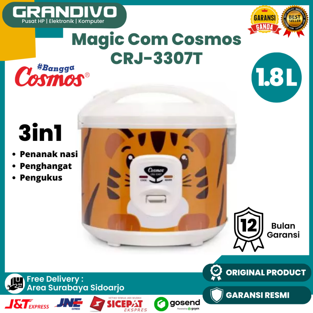 Magic Com Cosmos 2 Liter CRJ 3307T Rice Cooker Motif Harimau Garansi Resmi Cosmos - Grandivo