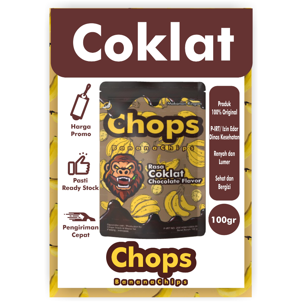 

Chops Banana Chips Chocolate Flavor | Keripik Pisang Rasa Coklat