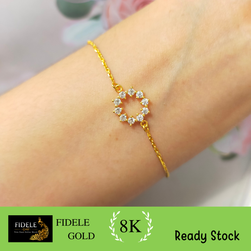 Gelang Rantai Hati Emas Kuning 375