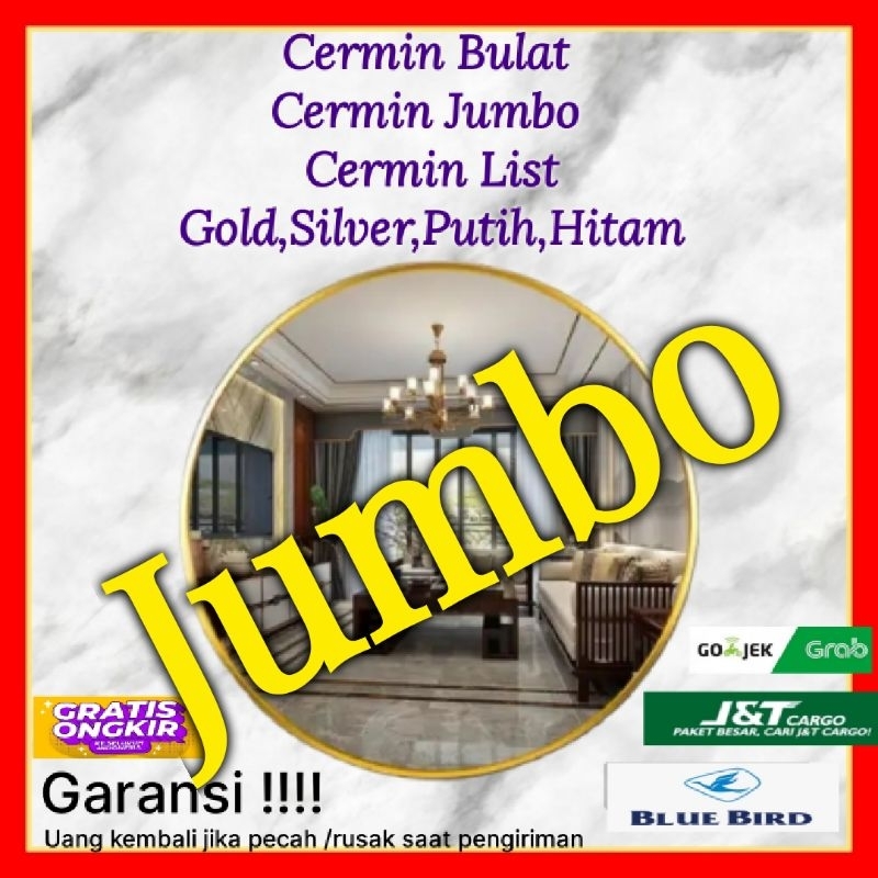 Cermin Bulat List Minimalis Gold Hitam Putih Silver Kaca Jumbo Besar Full body Fashion Dekorasi Cerm