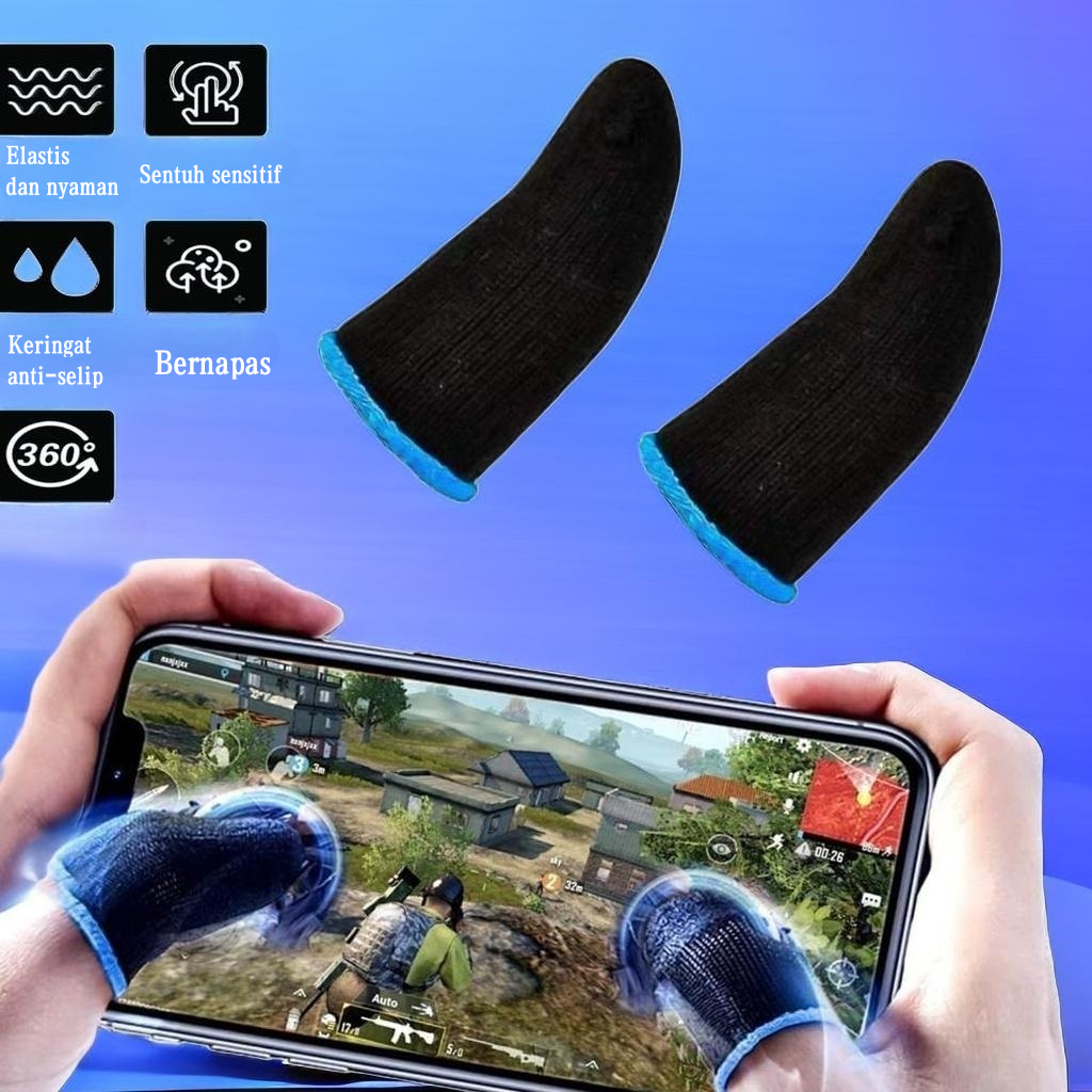 （COD）Terlaris！SARUNG JARI JEMPOL GAMER ANTI KERINGAT ANTI GORES / BASAH / SARUNG JEMPOL GAME color sent randomly/  Breathable Non-Slip Touch Screen Sensitive Joystick Sweatproof Game Finger Cots (1pair)