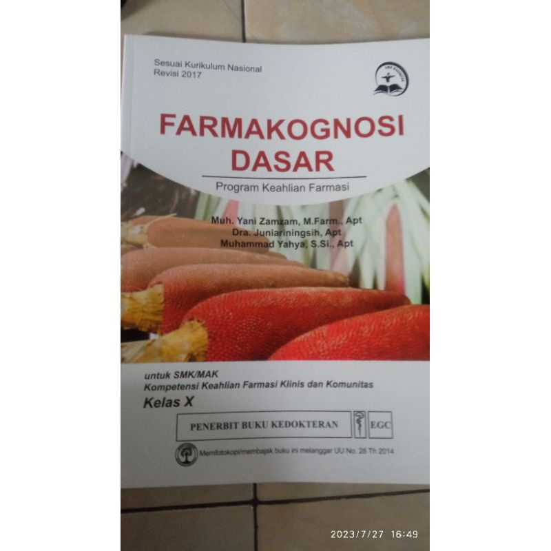 Buku Farmakologi Dasar Program Keahlian Farmasi kls X