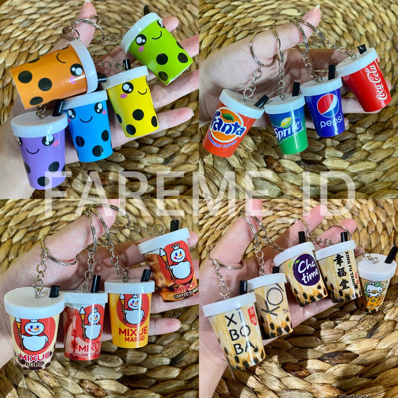 Gantungan Kunci Mixue Boba Soda Minuman Ada Sedotan Miniatur Gantungan Kunci Snack