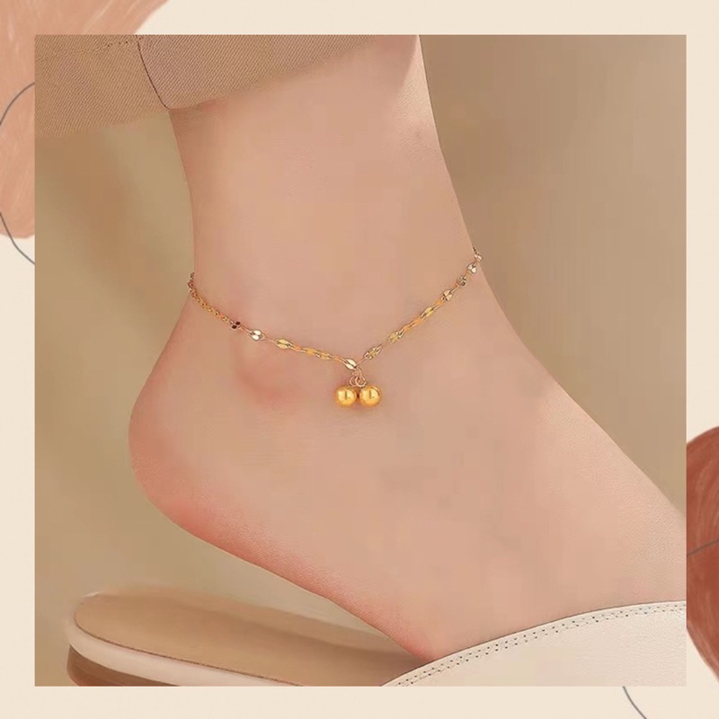 Gelang Kaki Bola Ball Titanium Premium Import Aksesoris Fashion Wanita Korea Anti Karat Anti Hitam A