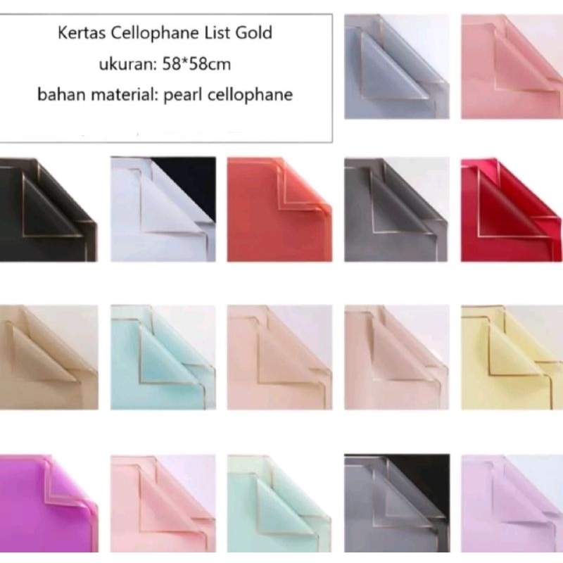 

kertas bunga flower wrapping paper cellophane gold list 58*58cm