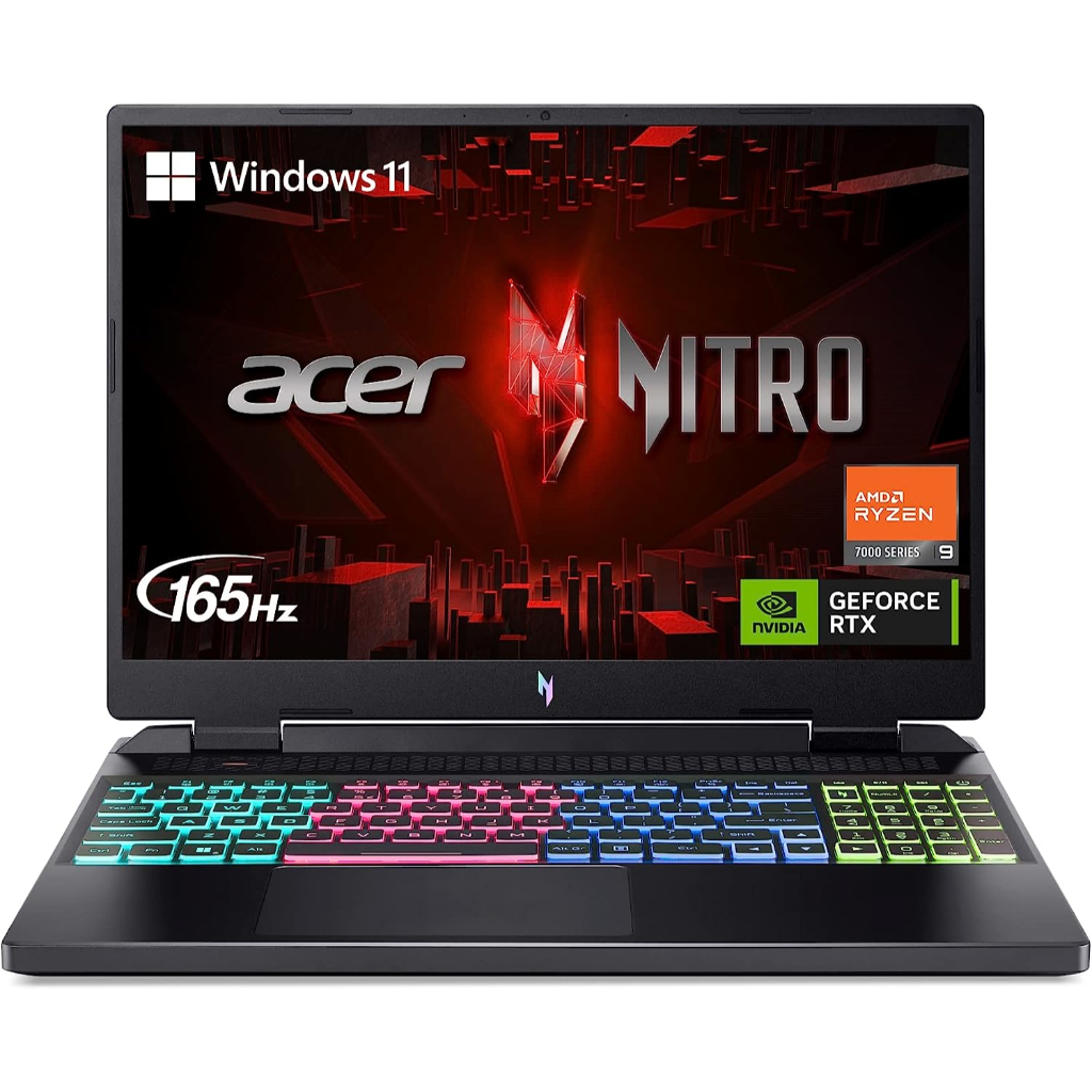 Acer Nitro 16 Gaming Laptop | AMD Ryzen 9 7940HS Octa-Core CPU | NVIDIA GeForce RTX 4070 Laptop GPU | 16" WQXGA 165Hz IPS Display | 16GB DDR5 | 1TB Gen 4 SSD |