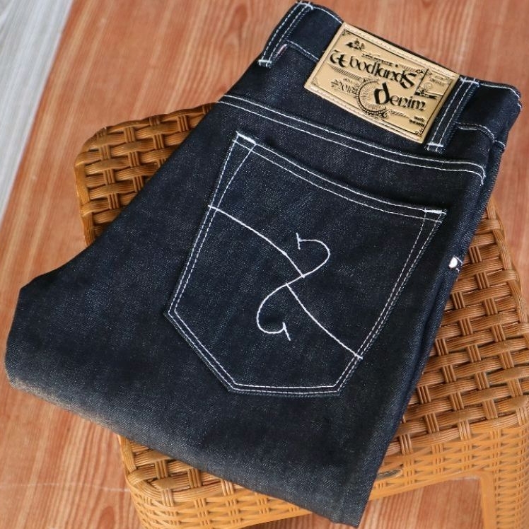 jeans raw denim blue tahiland 13.5oz non strect accent selvedge red white line