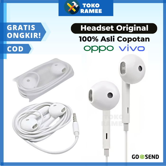 Headset / Earphone / Hedset / Handsfree Oppo VIVO 100% Ori Original Cabutan / Copotan Bawaan Reno 2 