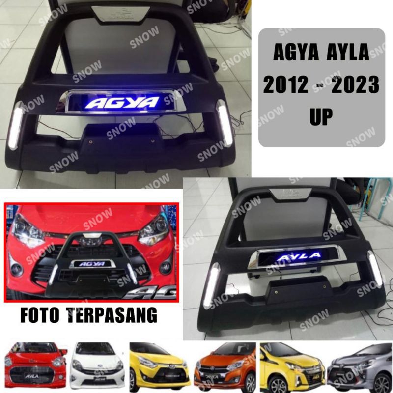 Tanduk Bumper Depan Agya Ayla 2012 2014 2017 2021 2022 2023 2024 2025  UP Hummer Lampu LED