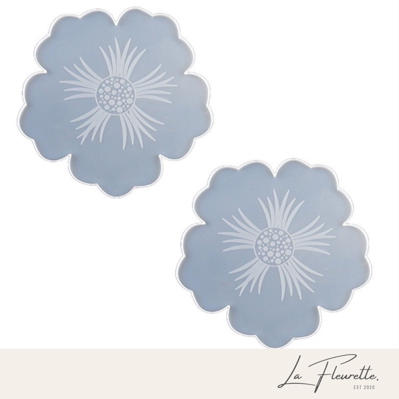 cetakan resin bunga besar / cetakan resin silikon coaster bunga / cetakan resin silikon tatakan bung