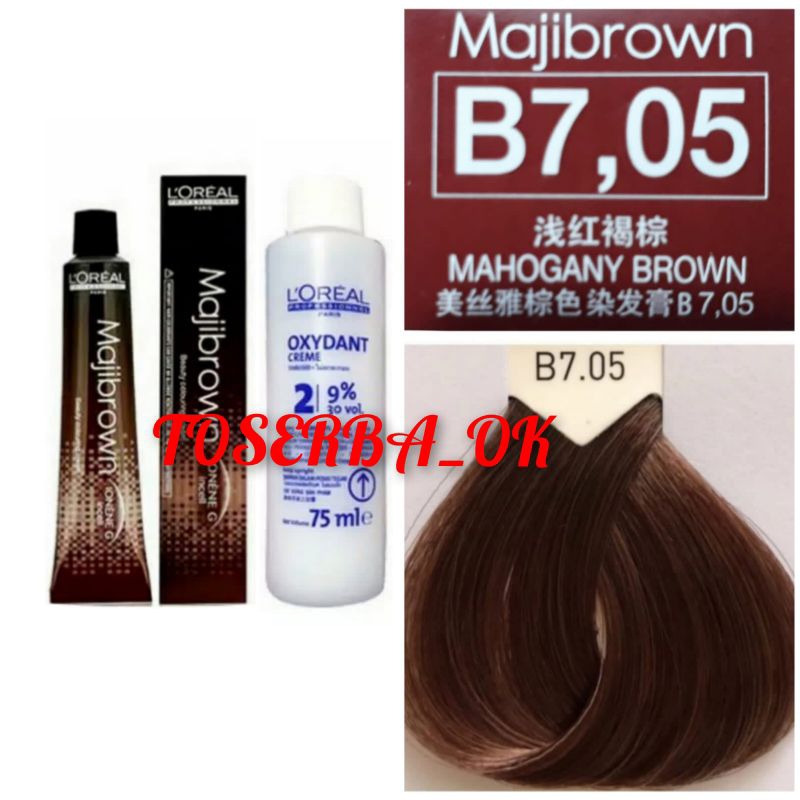 LOREAL MAJIBROWN NO. B7.05 MAHOGANY BROWN & OXYDANT 75ML