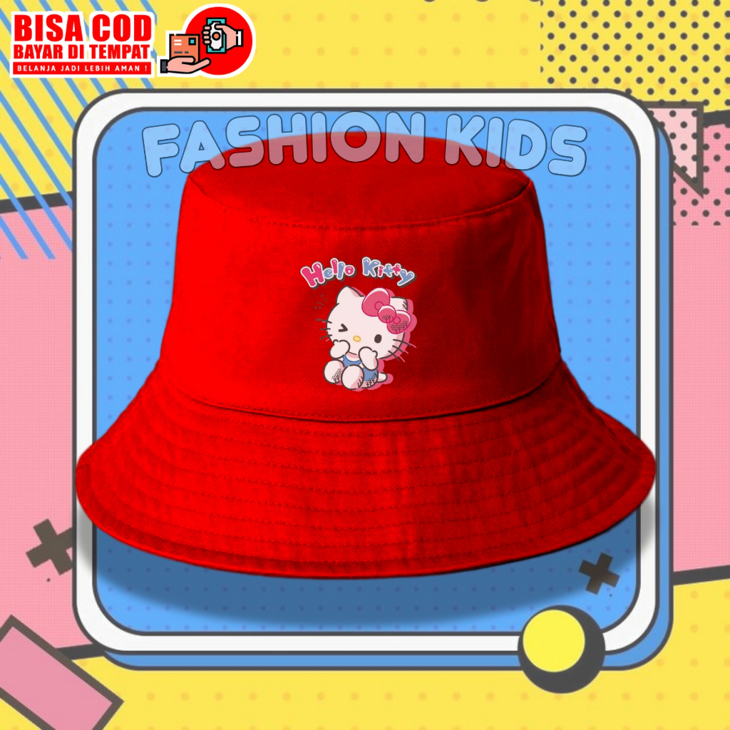 Topi Bucket Anak Hello Kitty Lucu