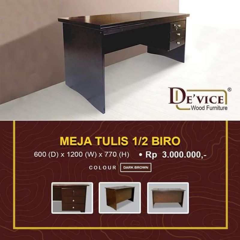 Meja Kantor Kayu Device 1/2 Biro - Meja Kerja - Meja Tulis