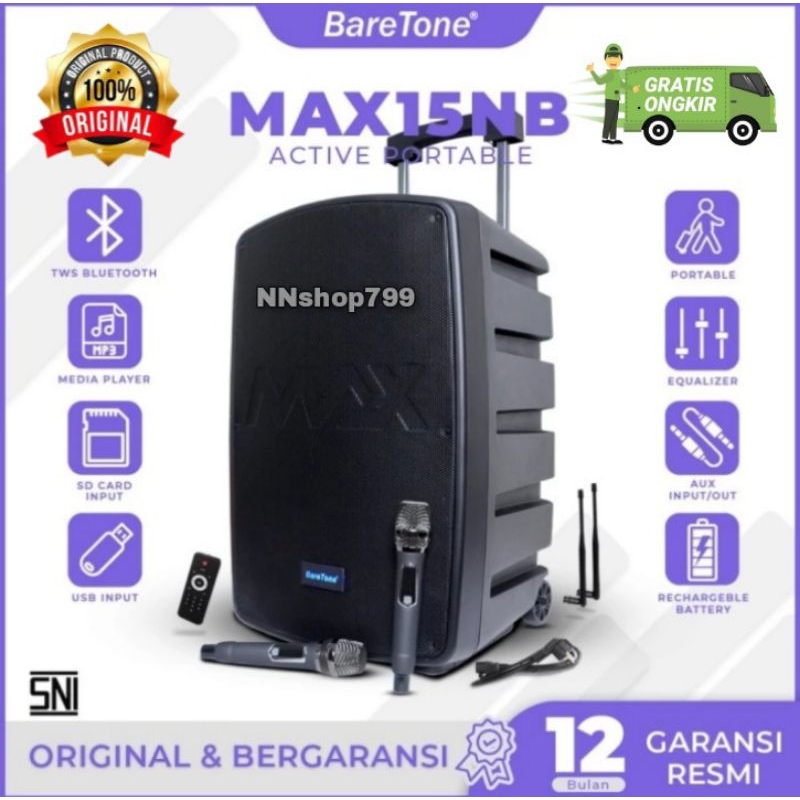 SPEAKER PORTABEL BARETONE MAX15NB/MAX15NB ORIGINAL BARETONE