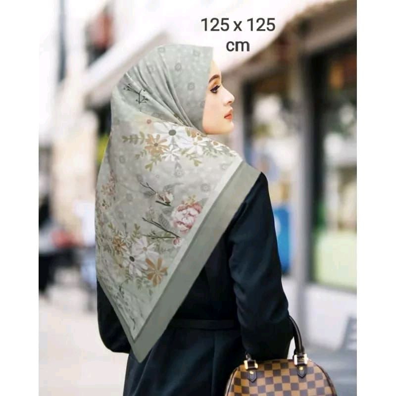 hijab syari azayanaa Sage/jilbab voal motif premium