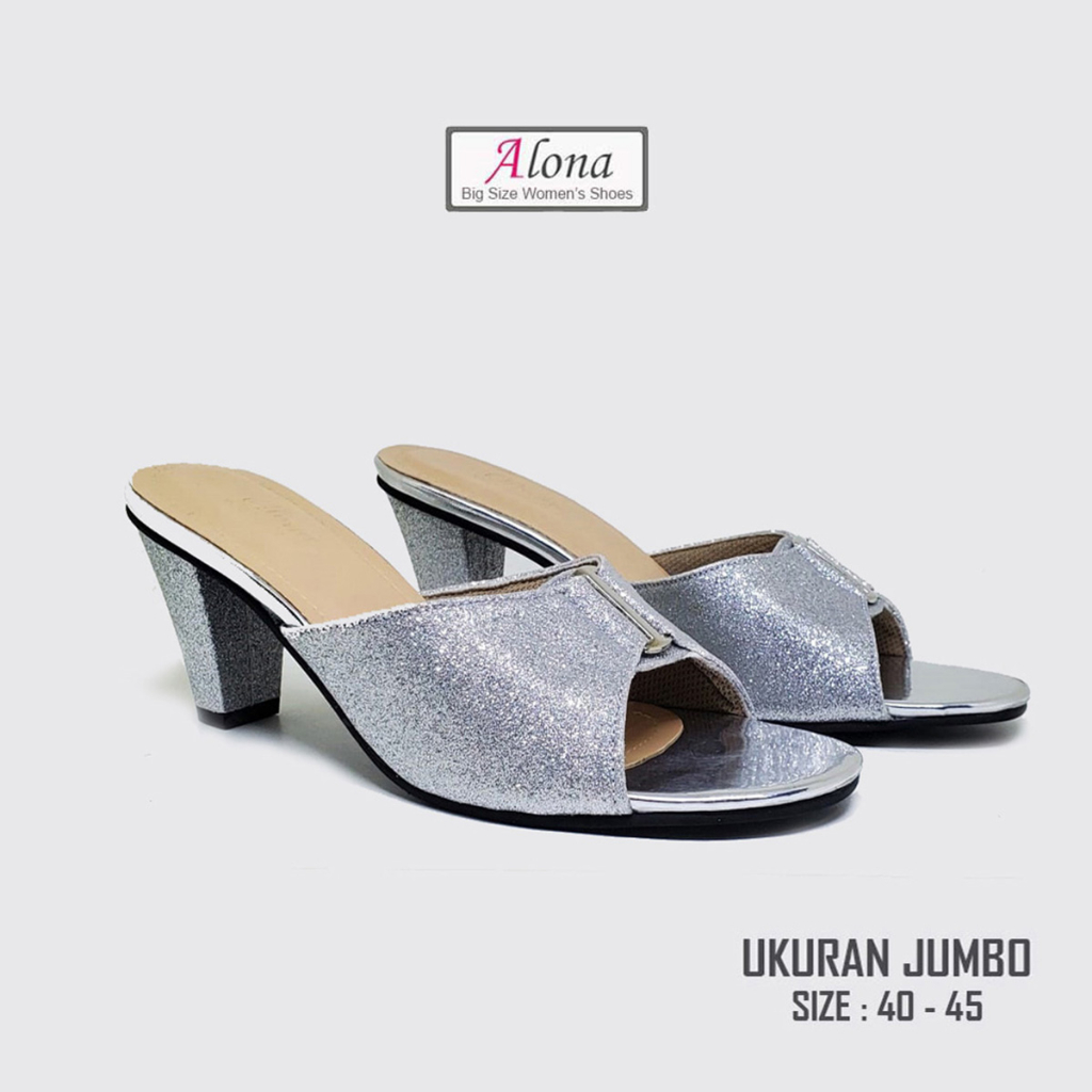 Qeisya Sandal pesta kondangan pernikahan wanita ukuran besar 41-45 / Heels elegan 2 variasi warna