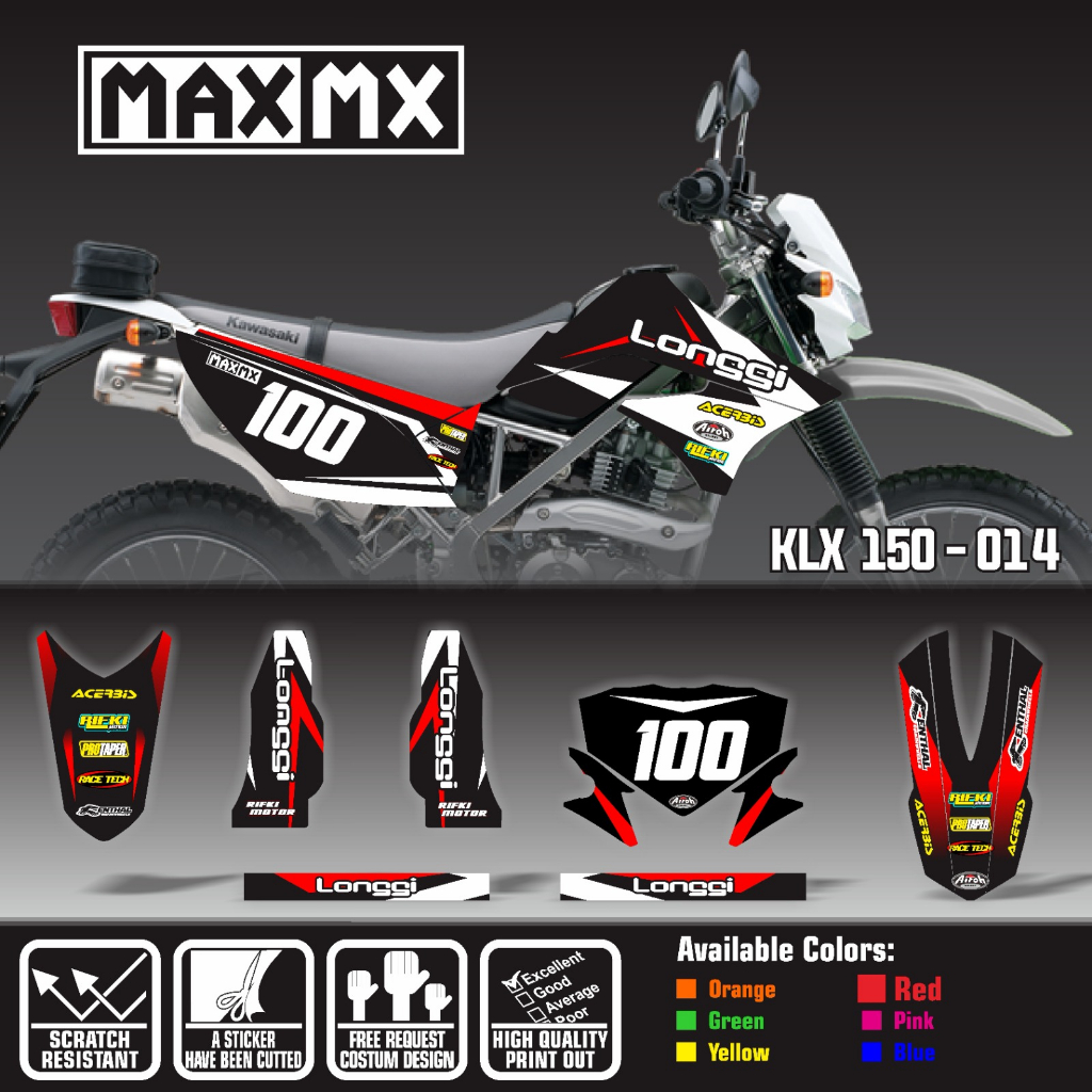 decal stiker keren full body klx 150 old hitam list putih merah