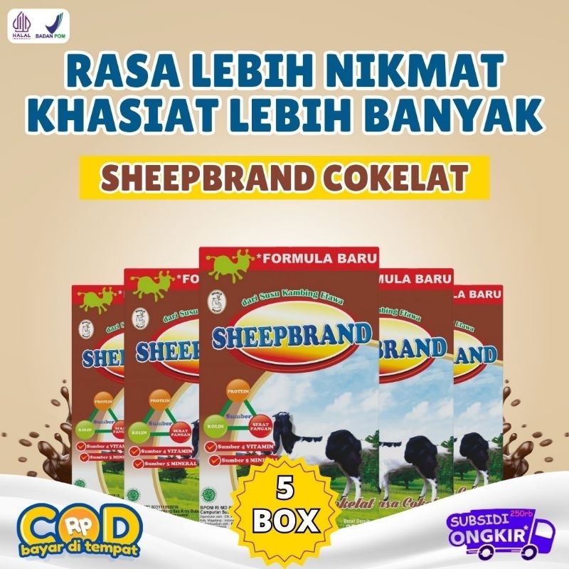 

5 BOX SHEEPBRAND PLUS COKLAT SUSU KAMBING ETAWA BUBUK ORIGINAL PLUS MADU MURAH ATASI NYERI LUTUT TULANG SENDI ASAM URAT BATUK MENAHUN ASMA PARU-PARU
