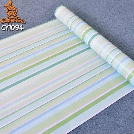 CY1094 MOTIF GARIS LAPIS HIJAU 10 m X 45 cm Wallpaper Stiker Dinding