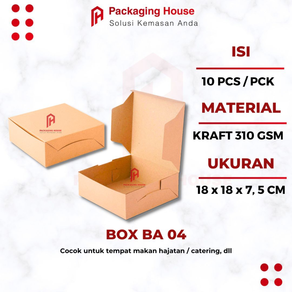 

[10 pcs]Box BA 4 | 10 Pcs / Pack | Box Nasi 18 x 18 x 7,5 cm Kraft | Dus Nasi |