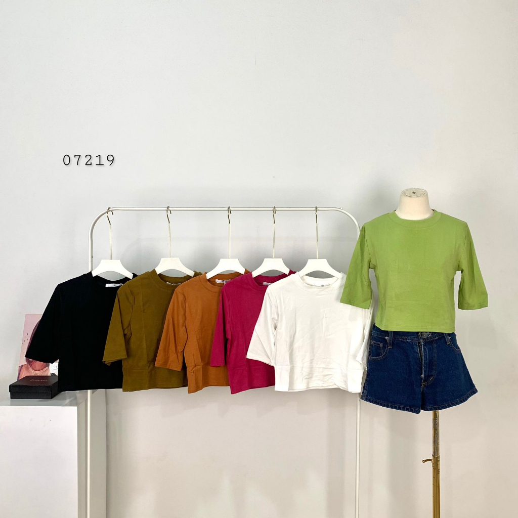 KAOS OBLONG CROP T&T POLOS TANGAN 3/4 ATASAN BASIC KAOS WANITA POLOS ONECK TANGAN 3/4 PREMIUM WANITA