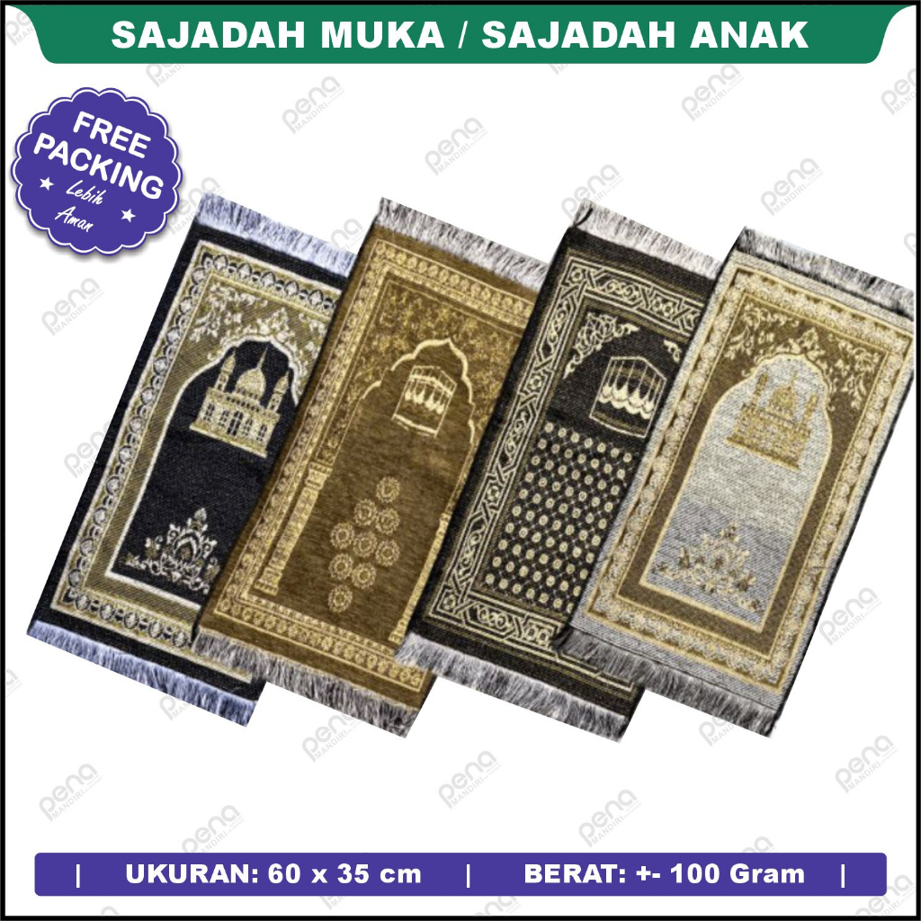 Sajadah Muka Turkey | Sajadah Travel Lux | Sajadah Traveling Motif Kiswah Hitam Uk Kecil
