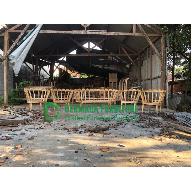 SET KURSI SOFA KERANG BUNGKUS JATI 21111 SOFA KURSI PELAMINAN DEKORASI PERKAWINAN PERNIKAHAN TUNANGA