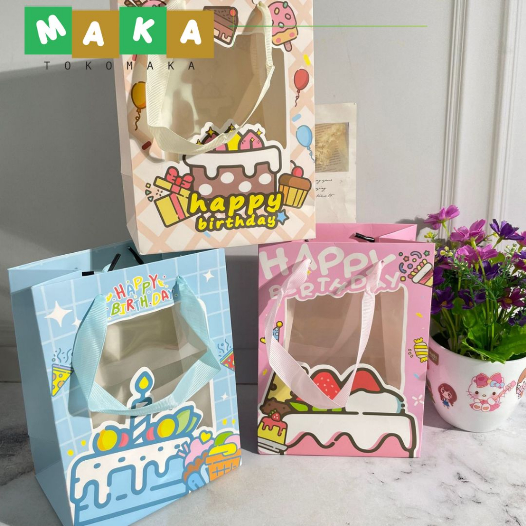 

paper bag happy birthday kecil CD 765 ukuran 14.5x10x19.5cm kantong kertas ulang tahun perlengkapan bingkisan hadiah souvenir
