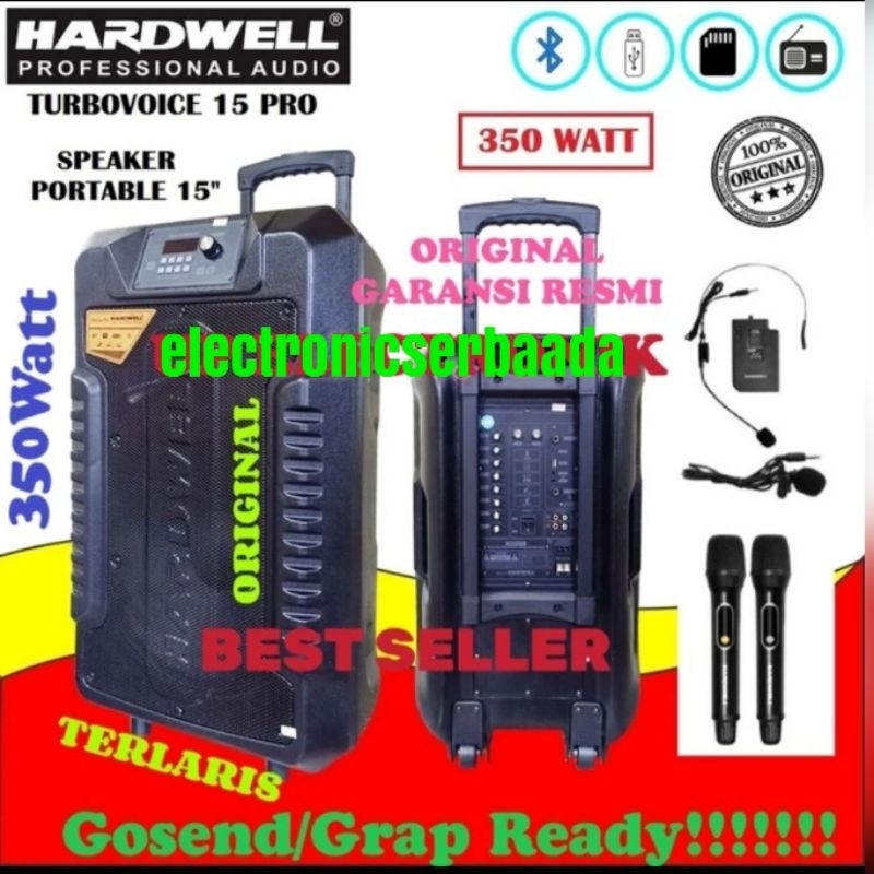 SPEAKER HARDWELL PORTABLE TURBOVOICE 15 PRO 15 INCH KOMPLIT BLUTOOTH RESMI HARDWELL