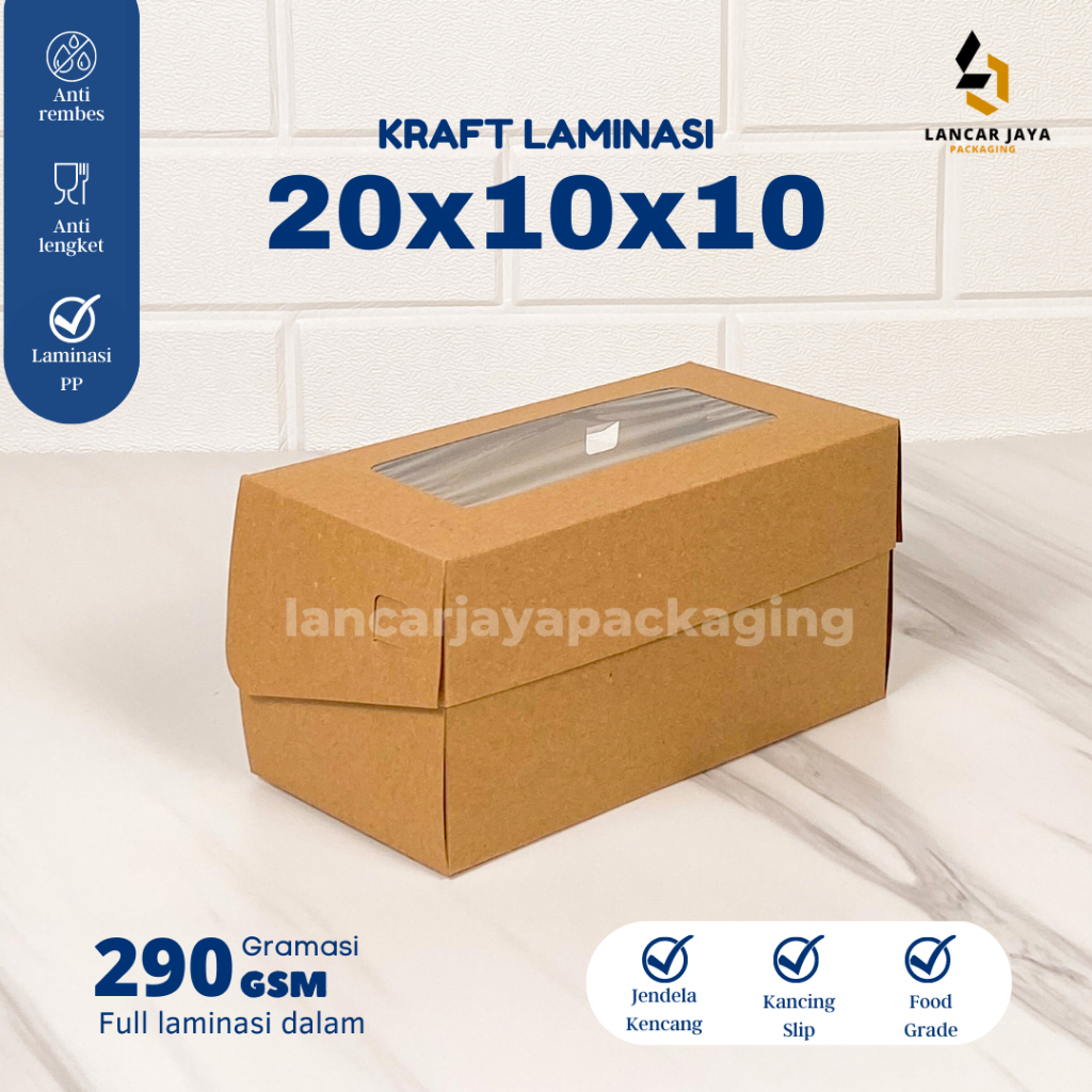 Kotak Roti Bakar Kemasan Bomboloni Donat Roti Snack Box Kraft 20x10x10 cm