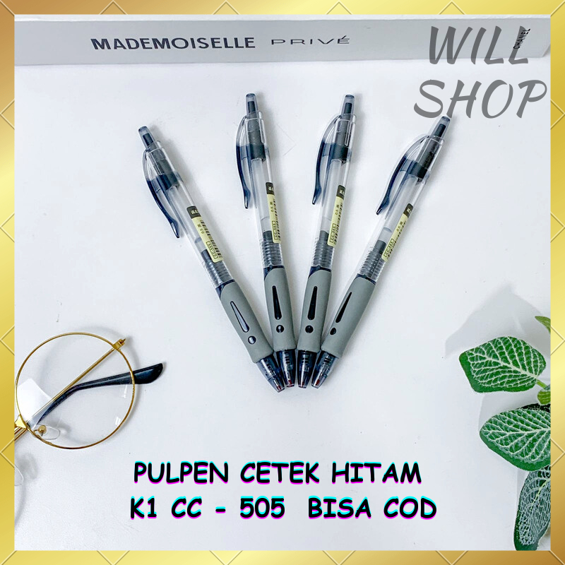 

BOLPEN PENA ALAT TULIS SEKOLAH KANTOR / PULPEN CETEK HITAM K1 CC-505 / TINTA HITAM HARGA SATUAN 1 PCS PULPEN TERBARU BISA GROSIRAN COD