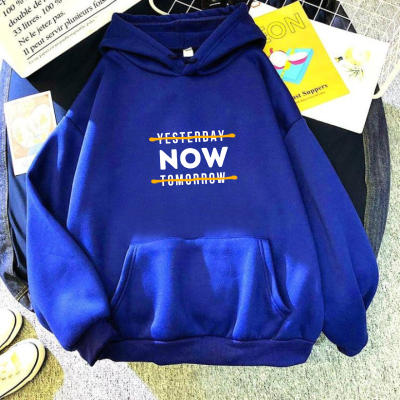 HPYNES Yesterday Now Tomorrow Hoodie Pull Over Pria Lengan Panjang