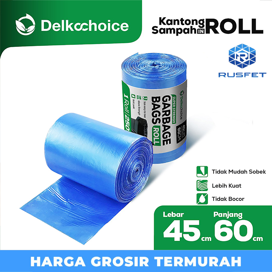 Kantong Plastik Sampah Trash Bag Roll Biru Jumbo Delkochoice 45x60cm