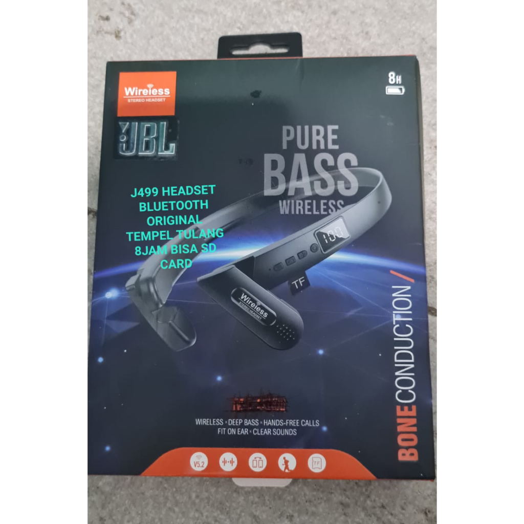 J499 AUDIO BLUETOOTH ORI BONE CONDUCTION 8 JAM BISA SD CARD SPORT HEADSET WIRELES BLUETOOT BLUTUT BL