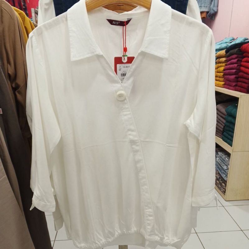 Ako kemeja blouse wanita putih polos