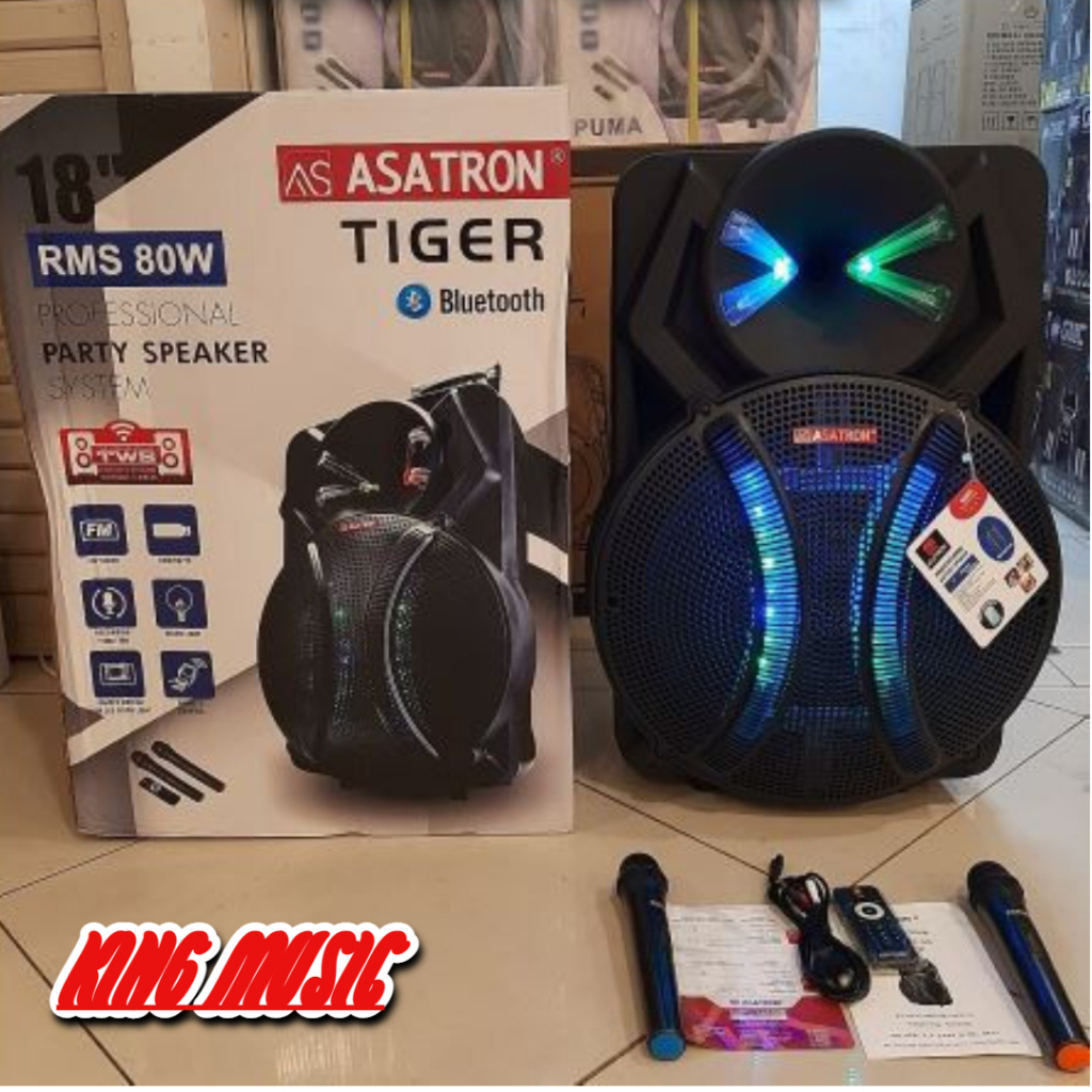 Speaker Portable Wireless Meeting ASATRON TIGER 18inch ORIGINAL .