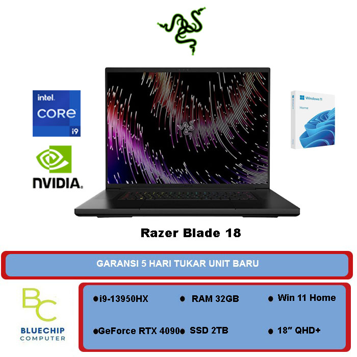 Laptop Razer Blade 18 Core i9-13950HX 32GB 2TB RTX4090 18″ QHD+ W11H