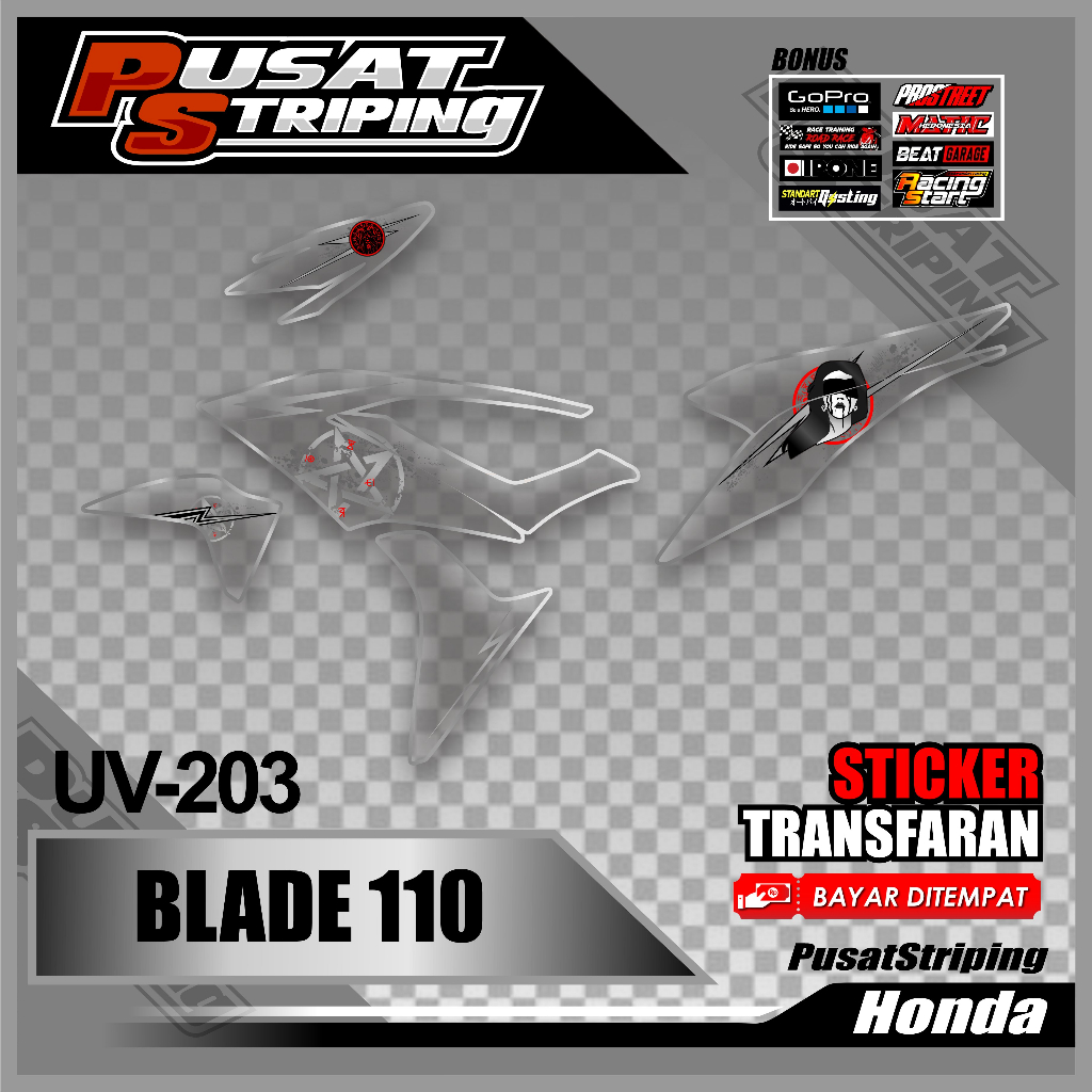 Striping Transparan Viral Honda Blade 110 Lady Santanic  - Striping List Variasi Motor Blade 110 Mot