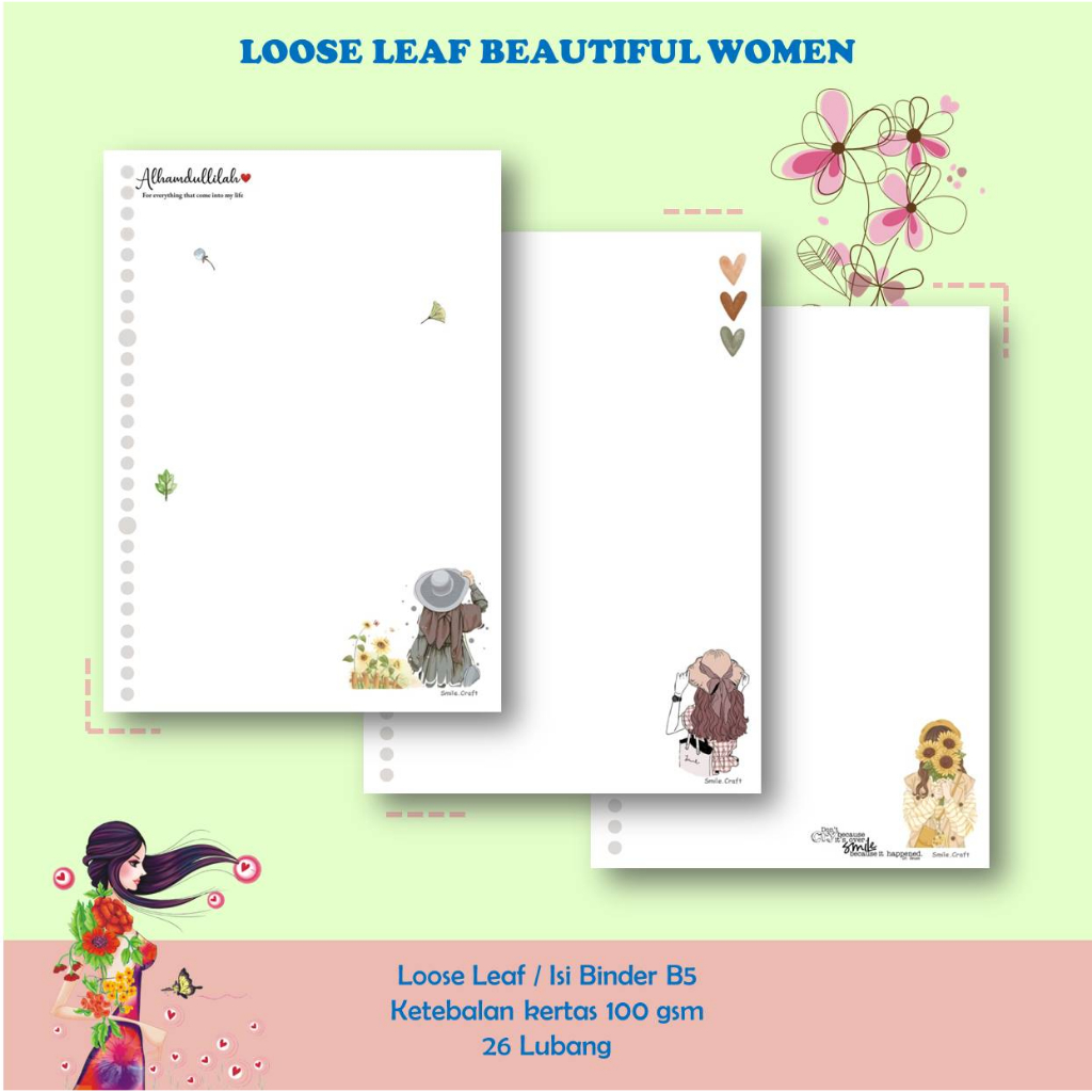 

KERTAS LOOSE LEAF ISI BINDER REFILL NOTEBOOK B5 KARAKTER BEAUTIFUL WOMEN - 100GSM