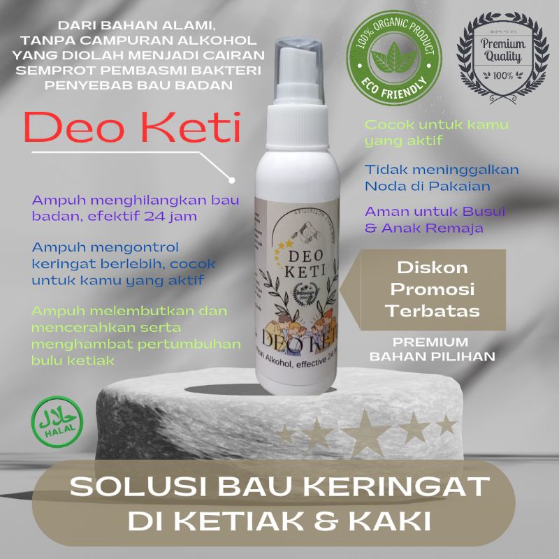 DEO KETI - 100 ML PROMO DEODORANT SPRAY HERBAL PREMIUM ALAMI AMAN ANTI BAKTERI BAU BADAN PENCERAH PE