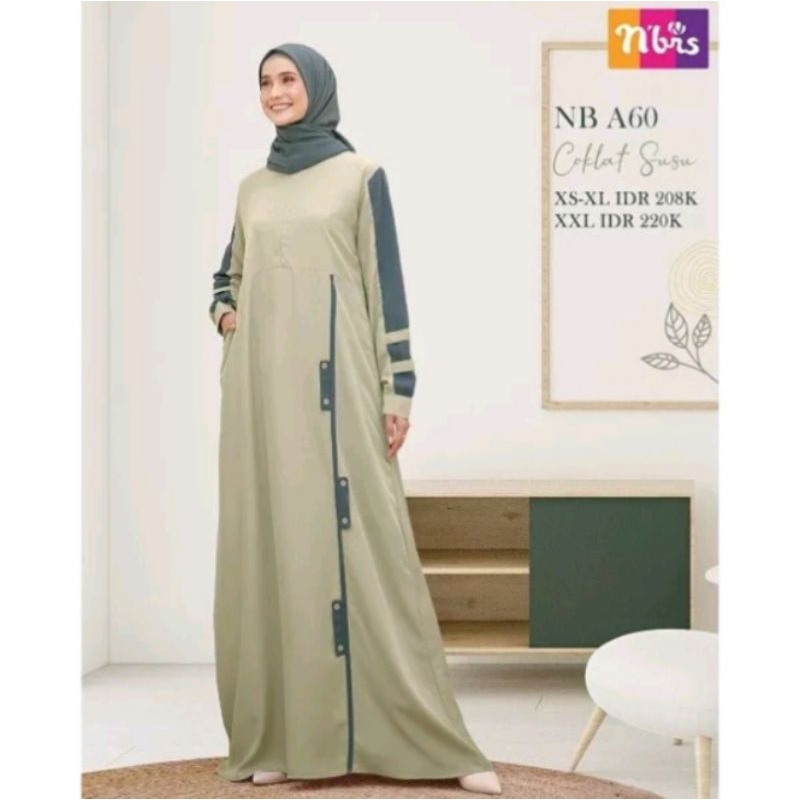 Gamis Nibras Sale NB A60 Gamis busui Gamis Dusty Pink Gamis Coklat susu