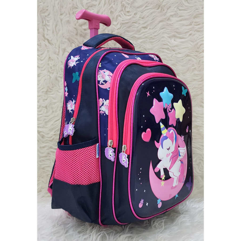 Troli Ransel Sekolah AnakSD Premium 3 Sleting  Unicorn Dino O6133