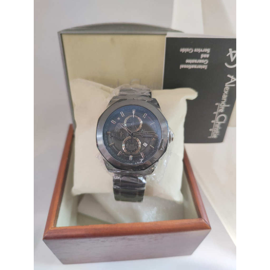  ORIGINAL  JAM TANGAN PRIA ALEXANDRE CHRISTIE CHRONOGRAPH 6645MC