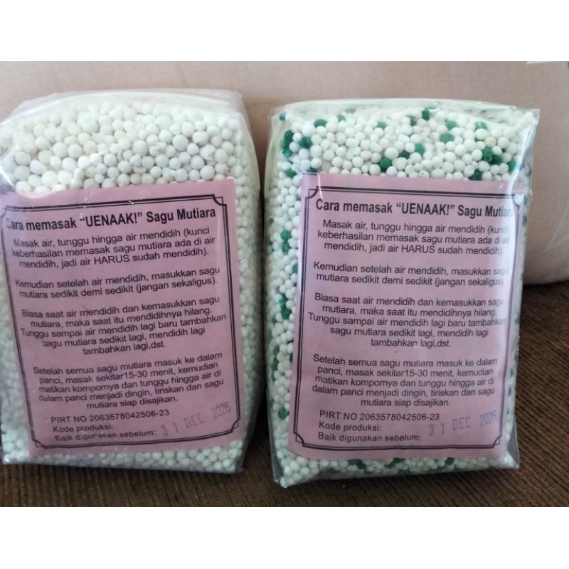

sagu mutiara warna hijau dan putih uenaak