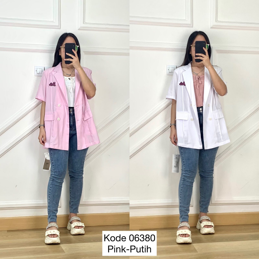 06380 BLOUSE BLAZER BARBIE AS CLASSIC & FASHION 2in1 TANGAN PENDEK PREMIUM INNER KNIT RAJUT OUTER  B