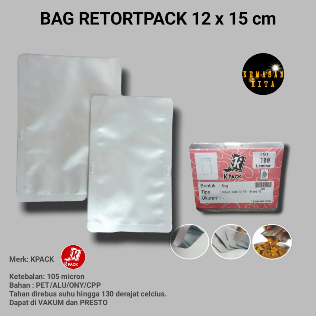 BAG RETORT PACK 12X15 CM MERK KPACK