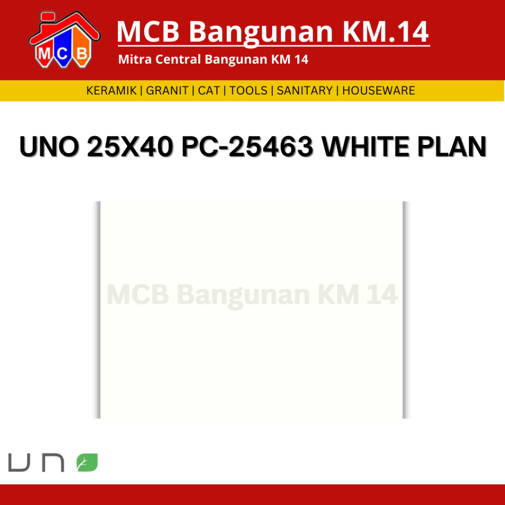 KERAMIK UNO 25X40 25463 WHITE PLAN - KERAMIK DINDING - KERAMIK PUTIH POLOS - KERAMIK UKURAN 25X40