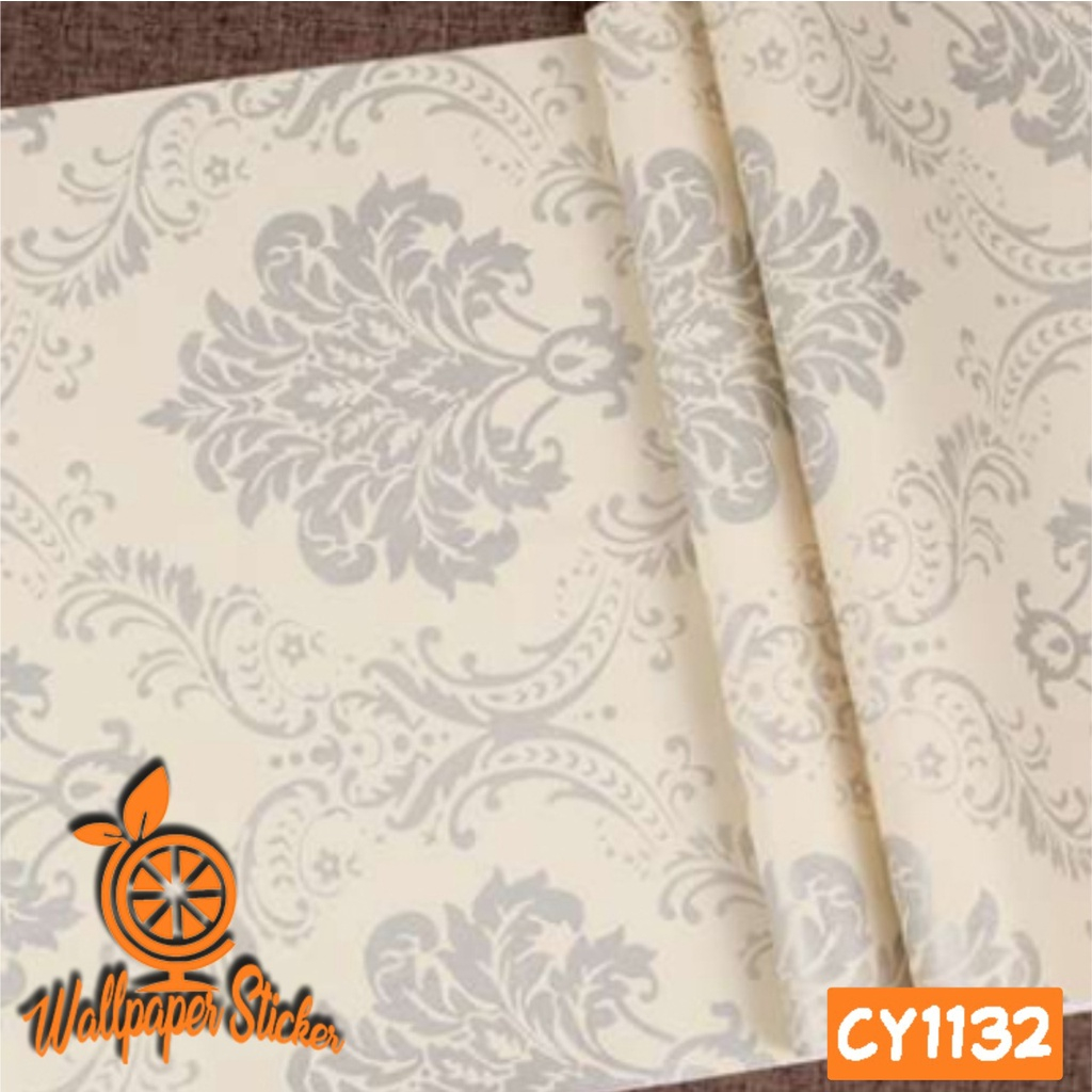 CY1132 Motif Batik Silver Wallpaper Sticker Dinding 45cmx9m