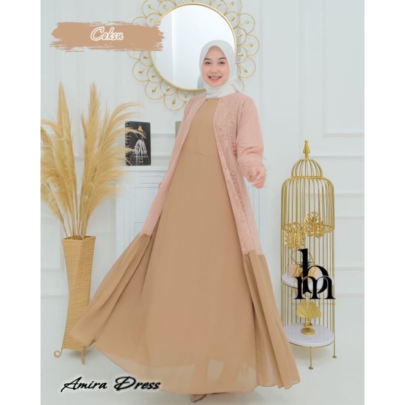 Gamis ceruty brukat full furring Amira dress