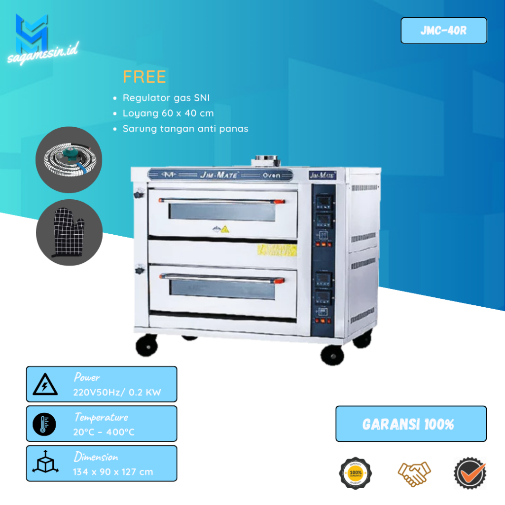 Jim-Mate Gas Deck Oven JMC-40R-JMC-S-60R | Oven Jim-mate 2 Deck 6 Tray , 2 Deck 4 Tray | Gas Oven 2 